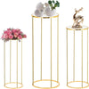 Party Cylinder Stand, Gold Metal Plant Round Cylinder Stand For Party Flowers, Cylinder Table Display Pedestal Base For Vases, Birthday Party Backdrop Decoration